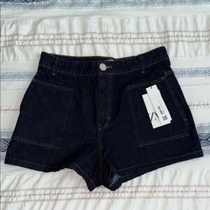 Zara Black Jean Shorts High-Waisted Cuffed